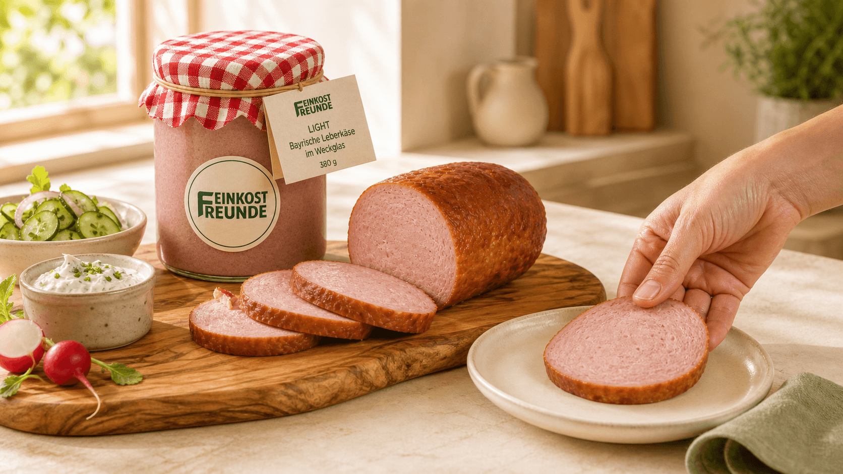 Servieridee für LIGHT Bayerischer Leberkäse